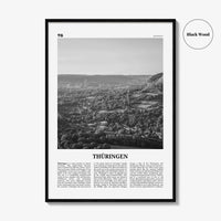 Thuringen Print Black and White, Thüringen Wall Art, Thüringen Poster, Thüringen Photo, Thüringen Wall Décor, Thüringen Map, Germany