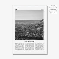 Thuringen Print Black and White, Thüringen Wall Art, Thüringen Poster, Thüringen Photo, Thüringen Wall Décor, Thüringen Map, Germany