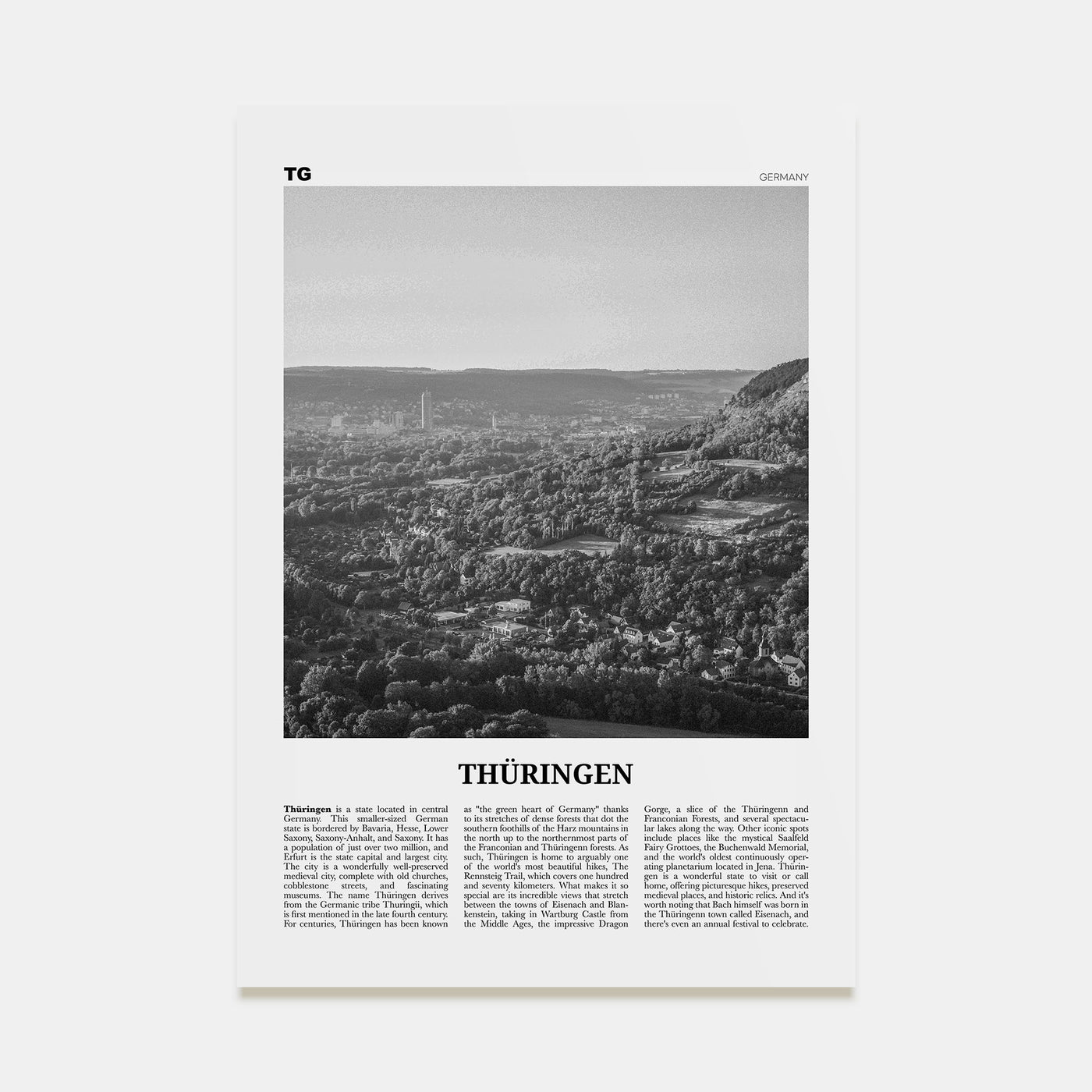 Thüringen Travel B&W Poster