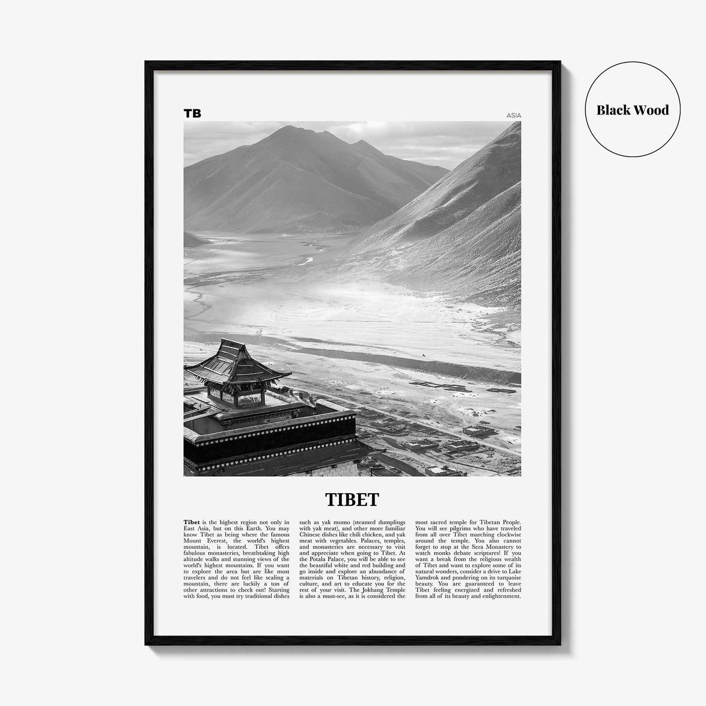 Tibet Print Black and White, Tibet Wall Art, Tibet Poster, Tibet Photo, Tibet Wall Decor, Country Art Print, Tibetan, 西藏