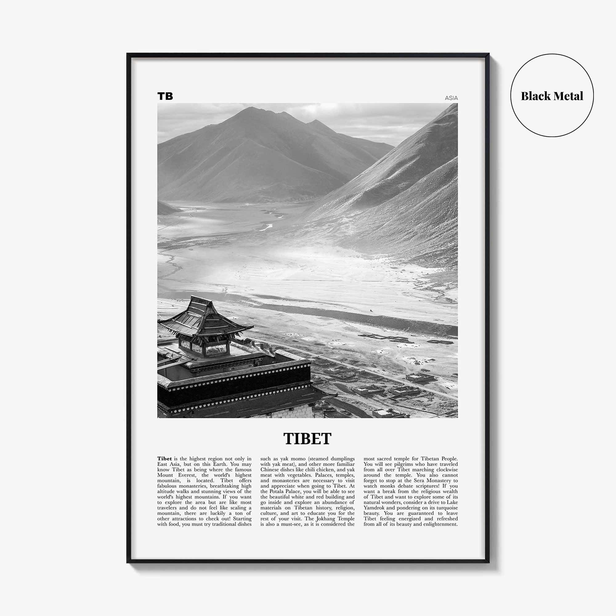 Tibet Print Black and White, Tibet Wall Art, Tibet Poster, Tibet Photo, Tibet Wall Decor, Country Art Print, Tibetan, 西藏