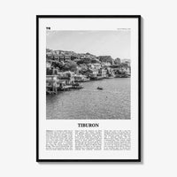 Tiburon Print Black and White, Tiburon Wall Art, Tiburon Poster, Tiburon Photo, Tiburon Wall Décor, Tiburon Map, California, USA