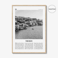 Tiburon Print Black and White, Tiburon Wall Art, Tiburon Poster, Tiburon Photo, Tiburon Wall Décor, Tiburon Map, California, USA