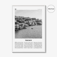 Tiburon Print Black and White, Tiburon Wall Art, Tiburon Poster, Tiburon Photo, Tiburon Wall Décor, Tiburon Map, California, USA