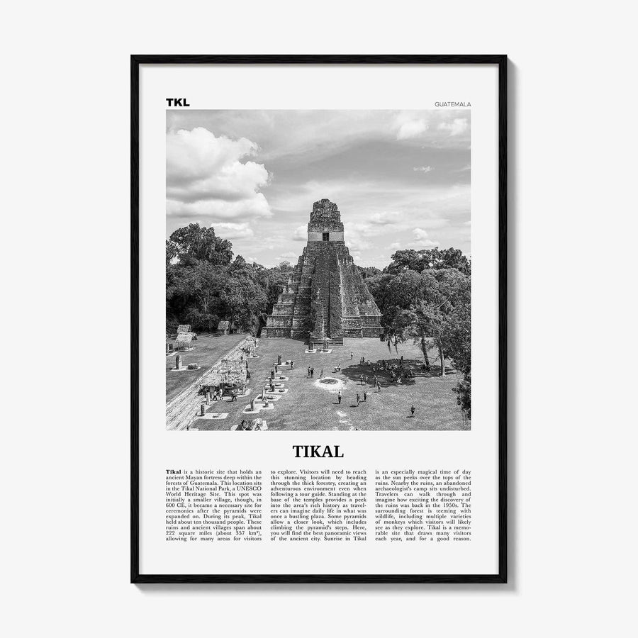 Tikal Print Black and White, Tikal Wall Art, Tikal Poster, Tikal Photo, Tikal Wall Décor, Guatemala