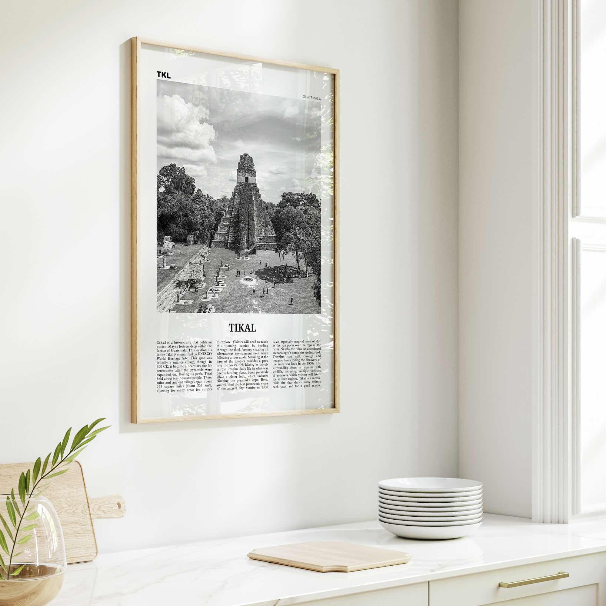 Tikal Print Black and White, Tikal Wall Art, Tikal Poster, Tikal Photo, Tikal Wall Décor, Guatemala