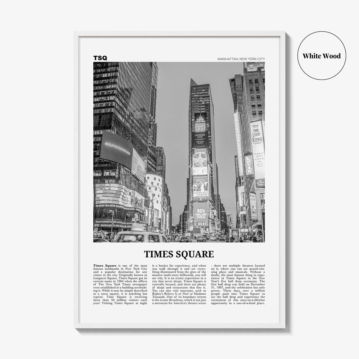 Times Square Print Black and White, Times Square Wall Art, Times Square Poster, Times Square Photo, Times Square Wall Décor, New York, USA