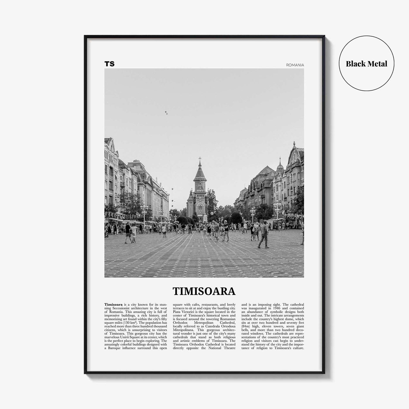 Timisoara Print Black and White No 1, Timisoara Wall Art, Timisoara Poster, Timisoara Photo, Timisoara Map, Romania