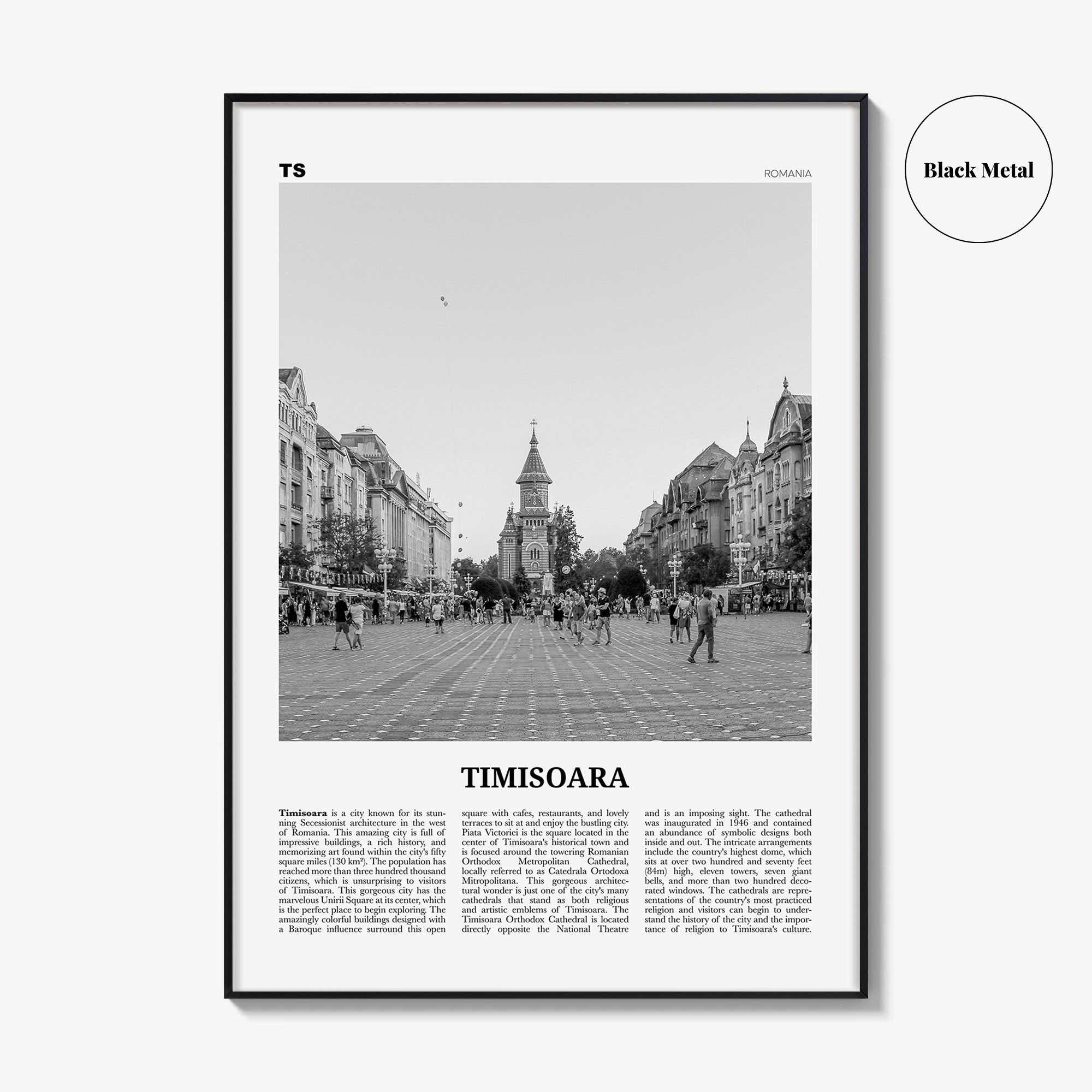 Timisoara Print Black and White No 1, Timisoara Wall Art, Timisoara Poster, Timisoara Photo, Timisoara Map, Romania