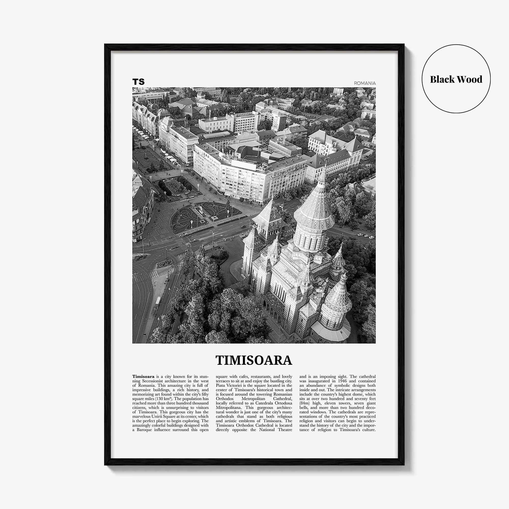 Timisoara Print Black and White No 2, Timisoara Wall Art, Timisoara Poster, Timisoara Photo, Timisoara Map, Romania