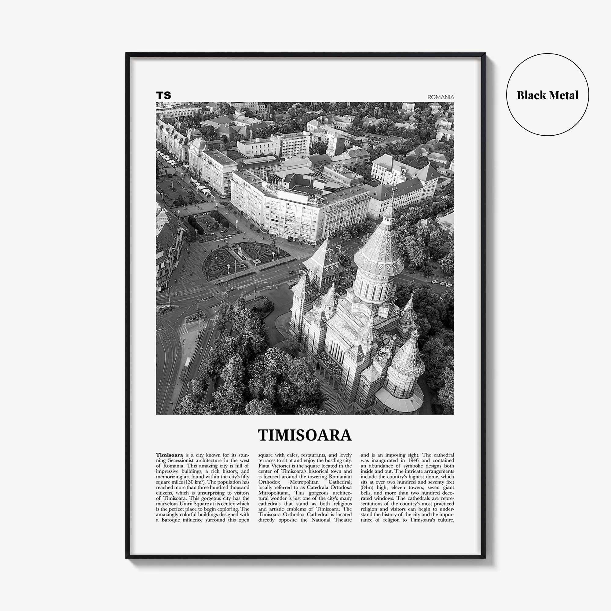 Timisoara Print Black and White No 2, Timisoara Wall Art, Timisoara Poster, Timisoara Photo, Timisoara Map, Romania