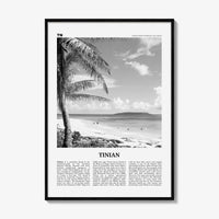 Tinian Print Black and White, Tinian Wall Art, Tinian Poster, Tinian Photo, Tinian Wall Décor, Tinian Map, Northern Mariana Islands