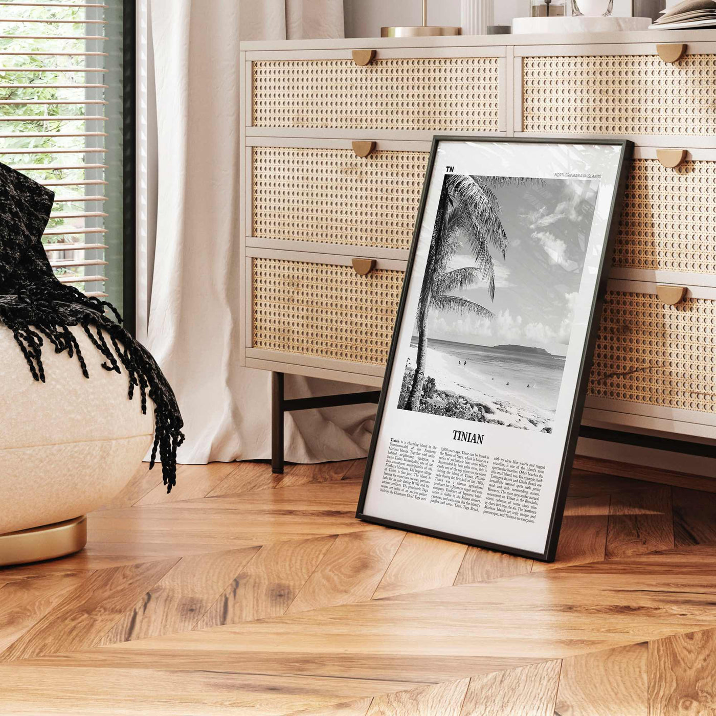 Tinian Print Black and White, Tinian Wall Art, Tinian Poster, Tinian Photo, Tinian Wall Décor, Tinian Map, Northern Mariana Islands