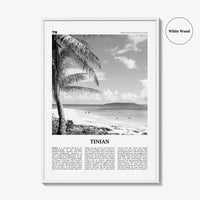 Tinian Print Black and White, Tinian Wall Art, Tinian Poster, Tinian Photo, Tinian Wall Décor, Tinian Map, Northern Mariana Islands