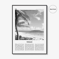 Tinian Print Black and White, Tinian Wall Art, Tinian Poster, Tinian Photo, Tinian Wall Décor, Tinian Map, Northern Mariana Islands