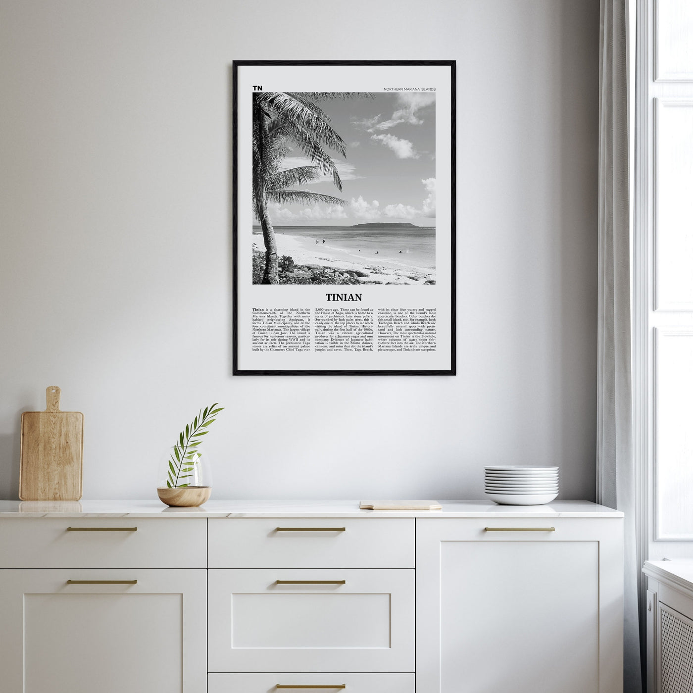 Tinian Travel B&W Poster