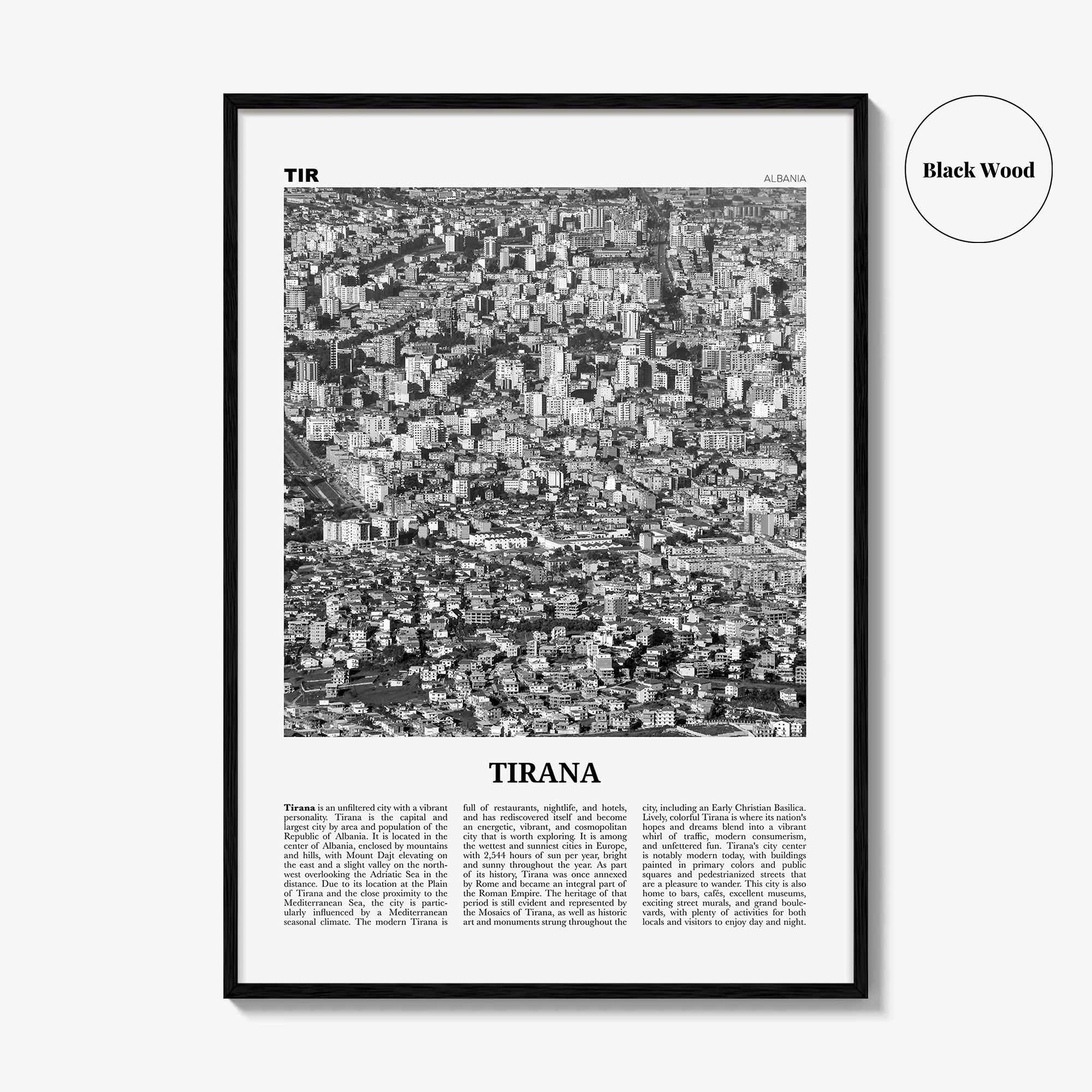 Tirana Print Black and White, Tirana Wall Art, Tirana Poster, Tirana Photo, Tirana Wall Decor, Albania, Tirona Shqipërisë, Europe