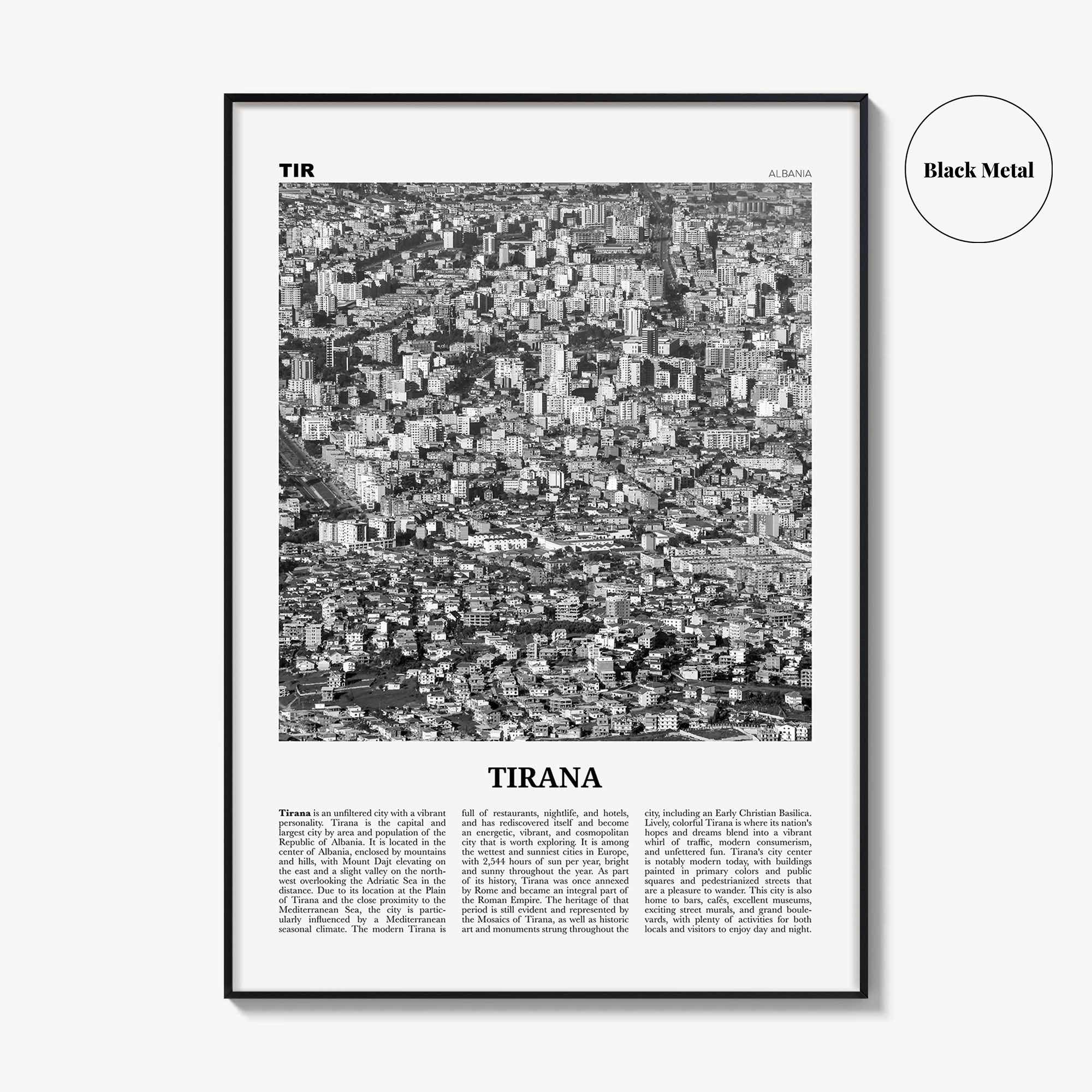 Tirana Print Black and White, Tirana Wall Art, Tirana Poster, Tirana Photo, Tirana Wall Decor, Albania, Tirona Shqipërisë, Europe