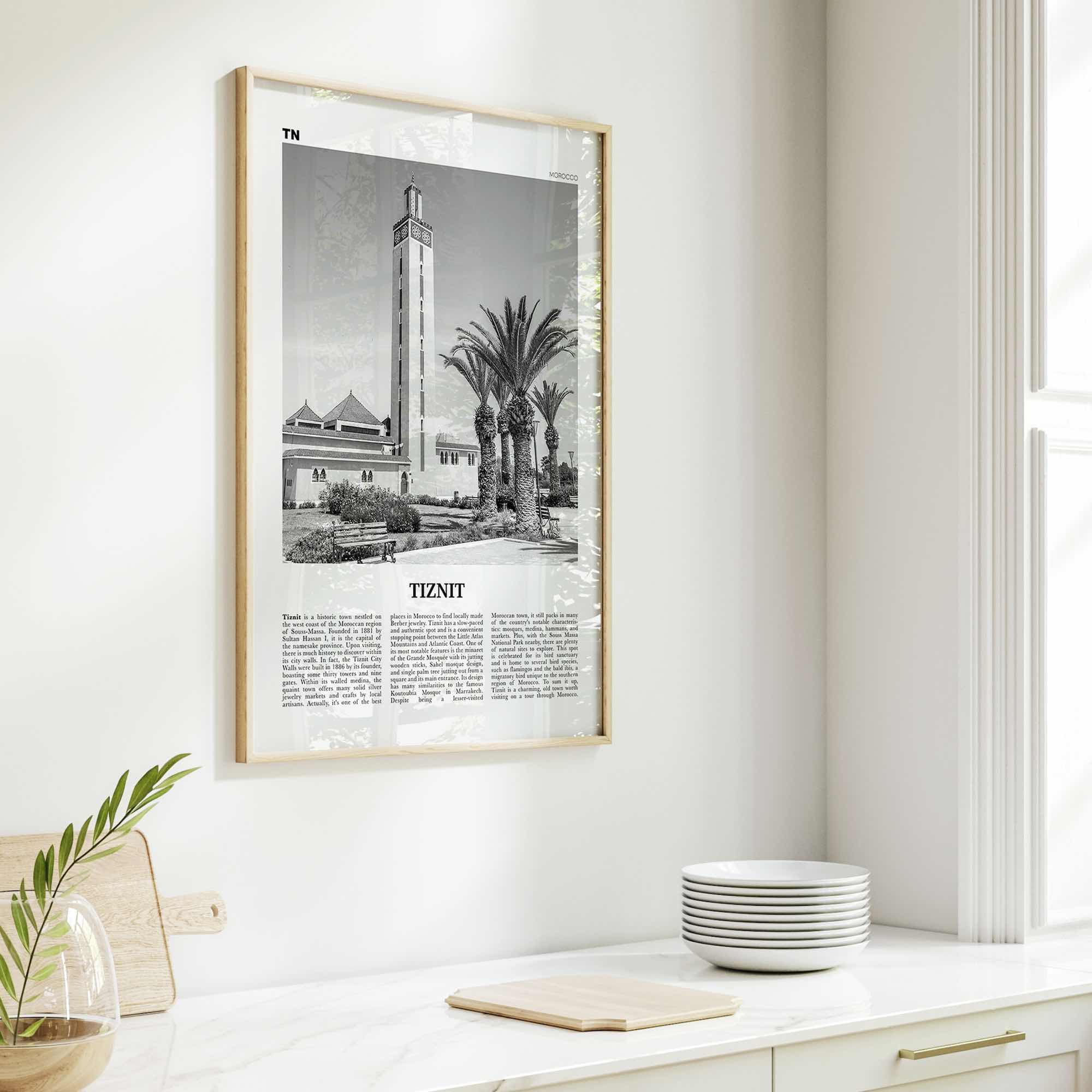 Tiznit Print Black and White, Tiznit Wall Art, Tiznit Poster, Tiznit Photo, Tiznit Wall Décor, Tiznit Map, Morocco