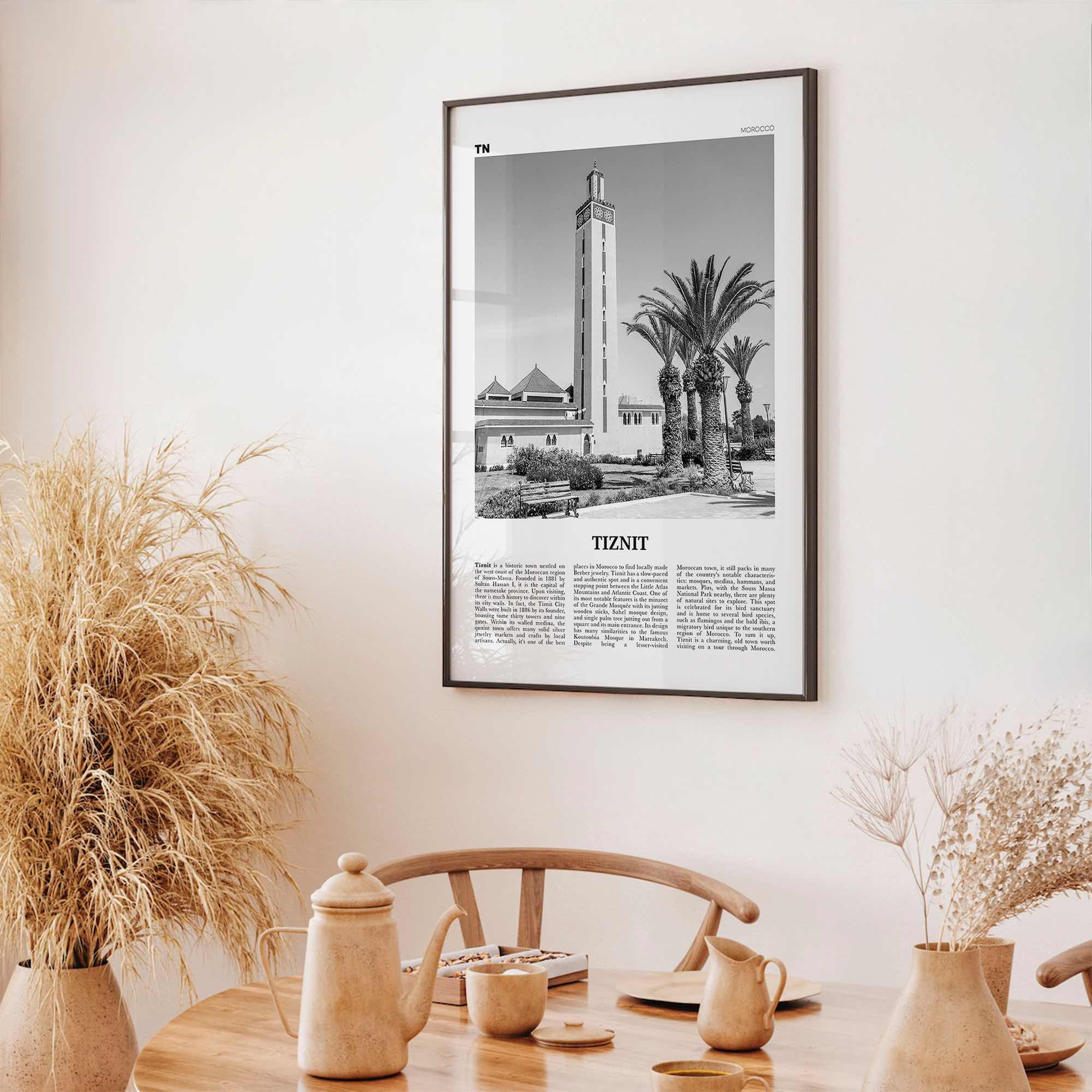 Tiznit Print Black and White, Tiznit Wall Art, Tiznit Poster, Tiznit Photo, Tiznit Wall Décor, Tiznit Map, Morocco