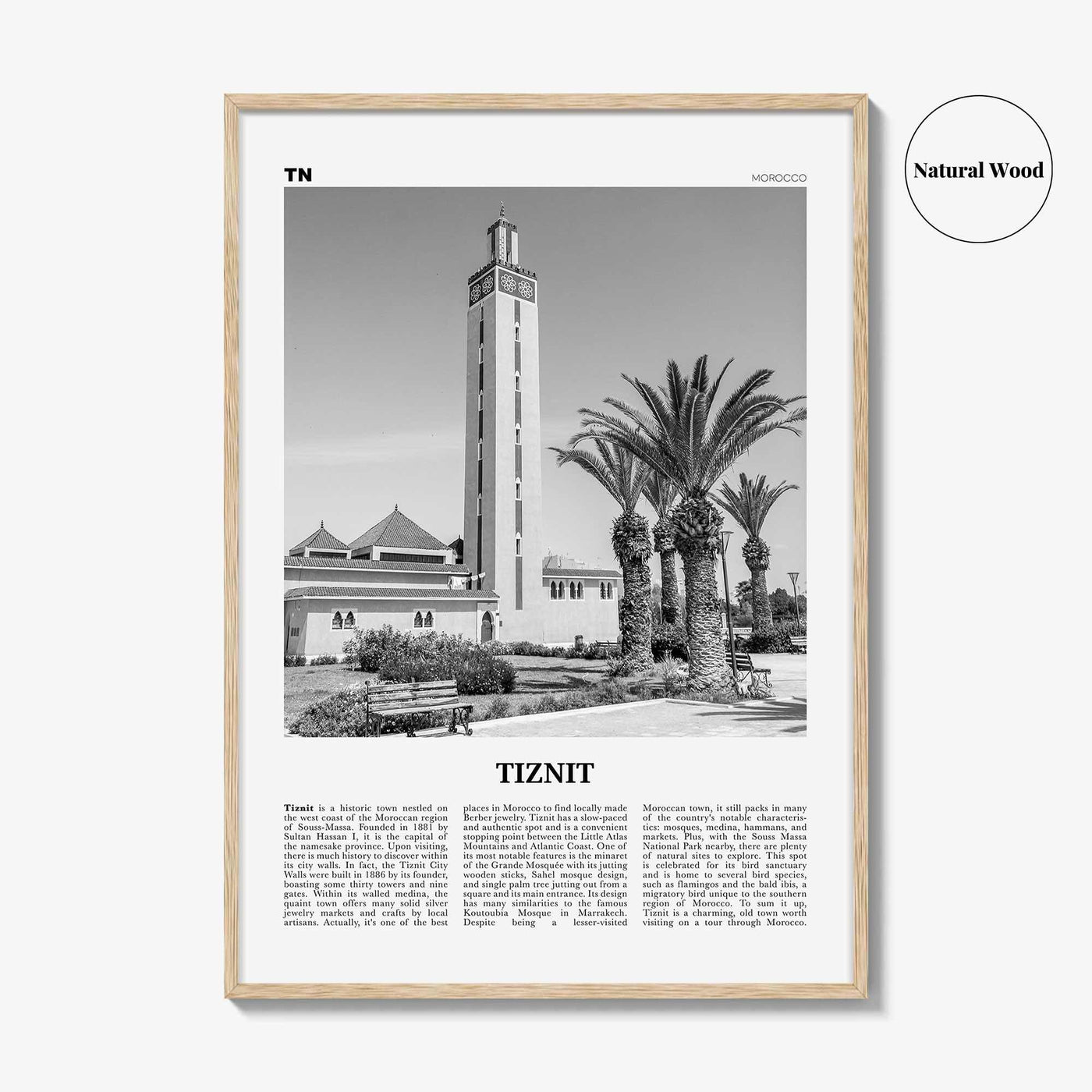 Tiznit Print Black and White, Tiznit Wall Art, Tiznit Poster, Tiznit Photo, Tiznit Wall Décor, Tiznit Map, Morocco