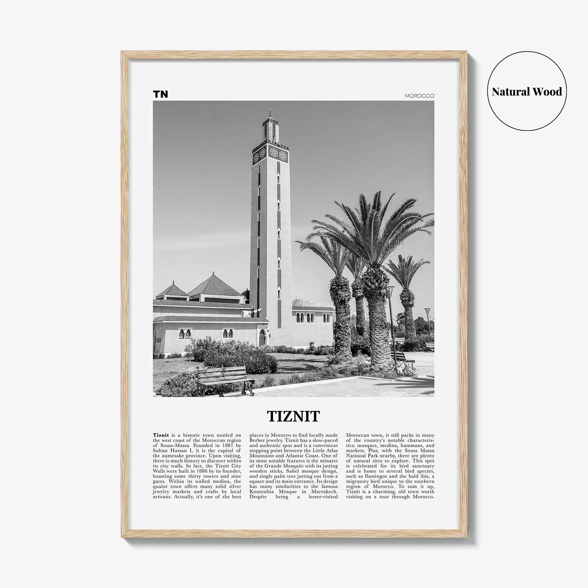 Tiznit Print Black and White, Tiznit Wall Art, Tiznit Poster, Tiznit Photo, Tiznit Wall Décor, Tiznit Map, Morocco