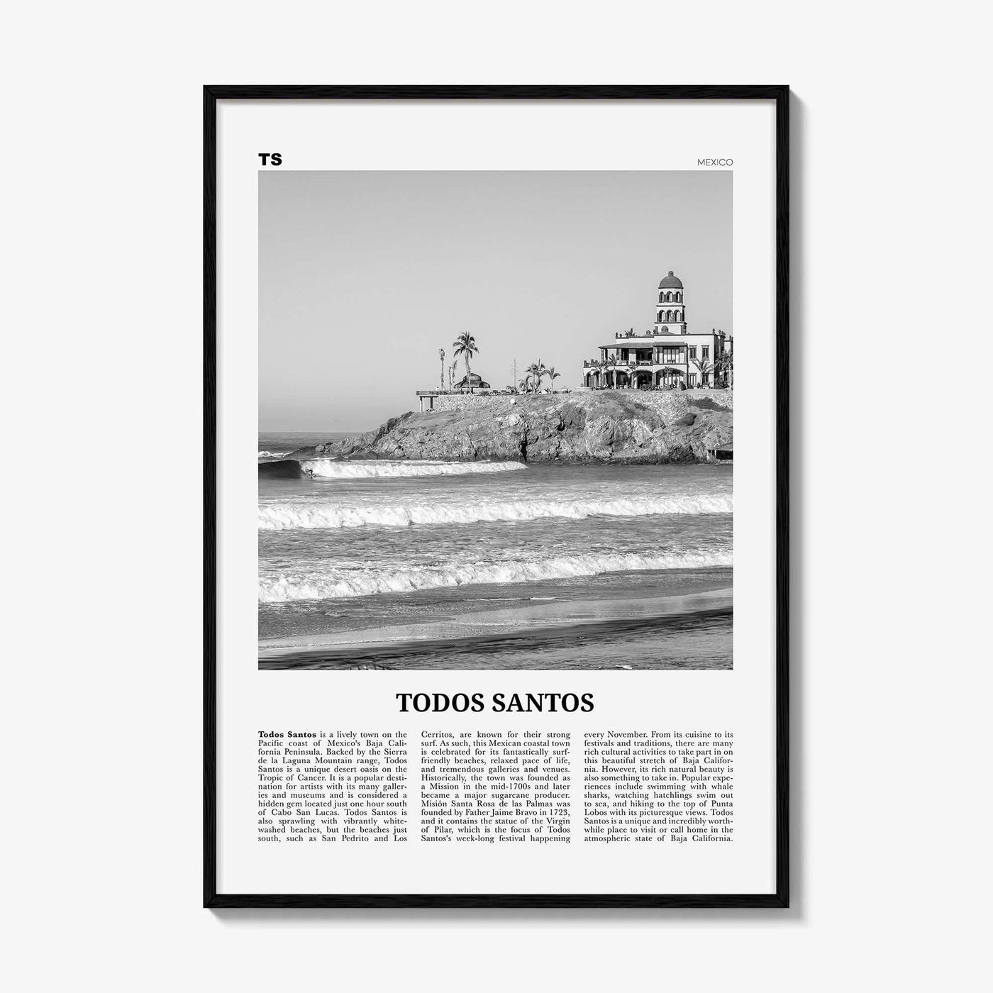 Todos Santos Print Black and White, Todos Santos Wall Art, Todos Santos Poster, Todos Santos Photo, Todos Santos Wall Décor, Mexico