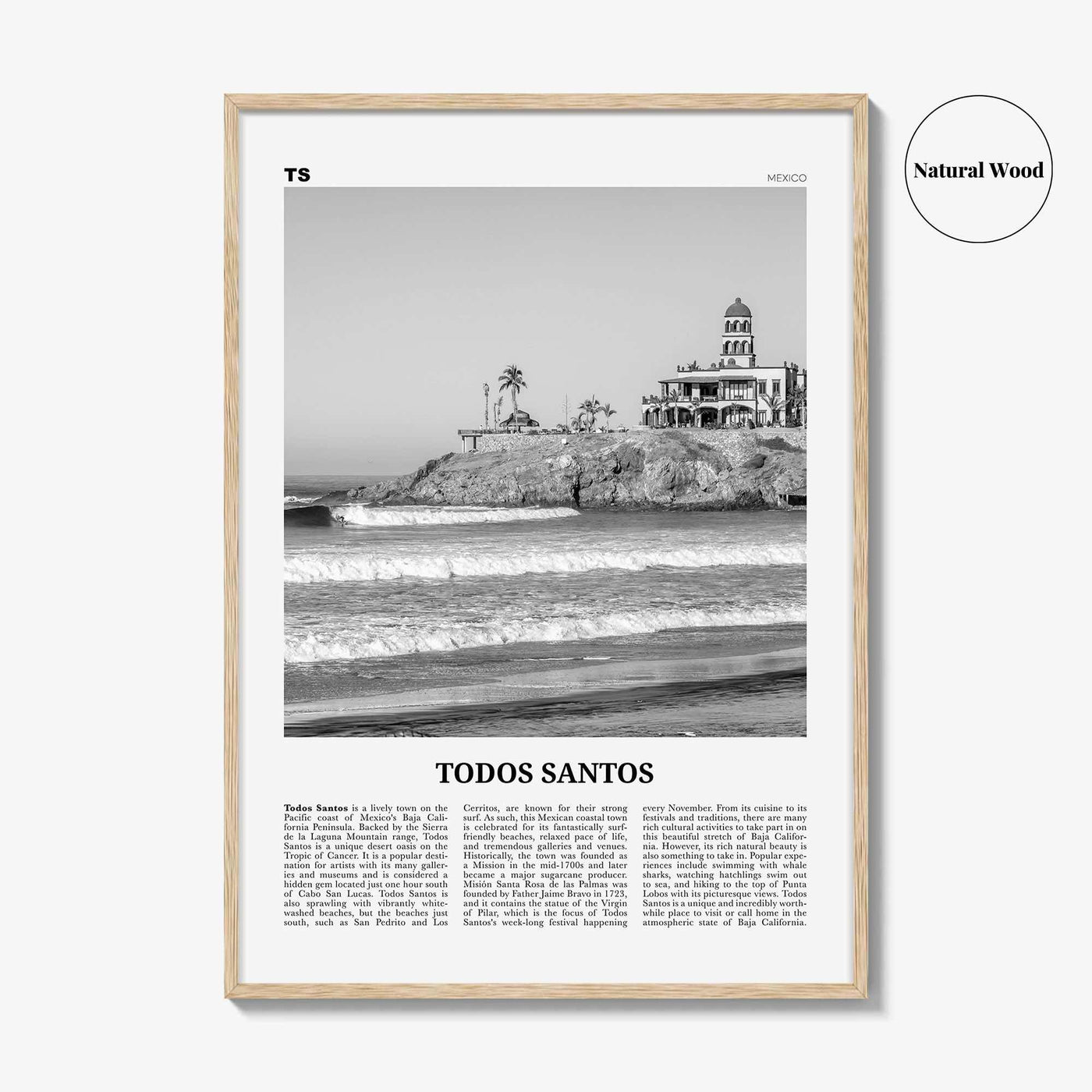 Todos Santos Print Black and White, Todos Santos Wall Art, Todos Santos Poster, Todos Santos Photo, Todos Santos Wall Décor, Mexico