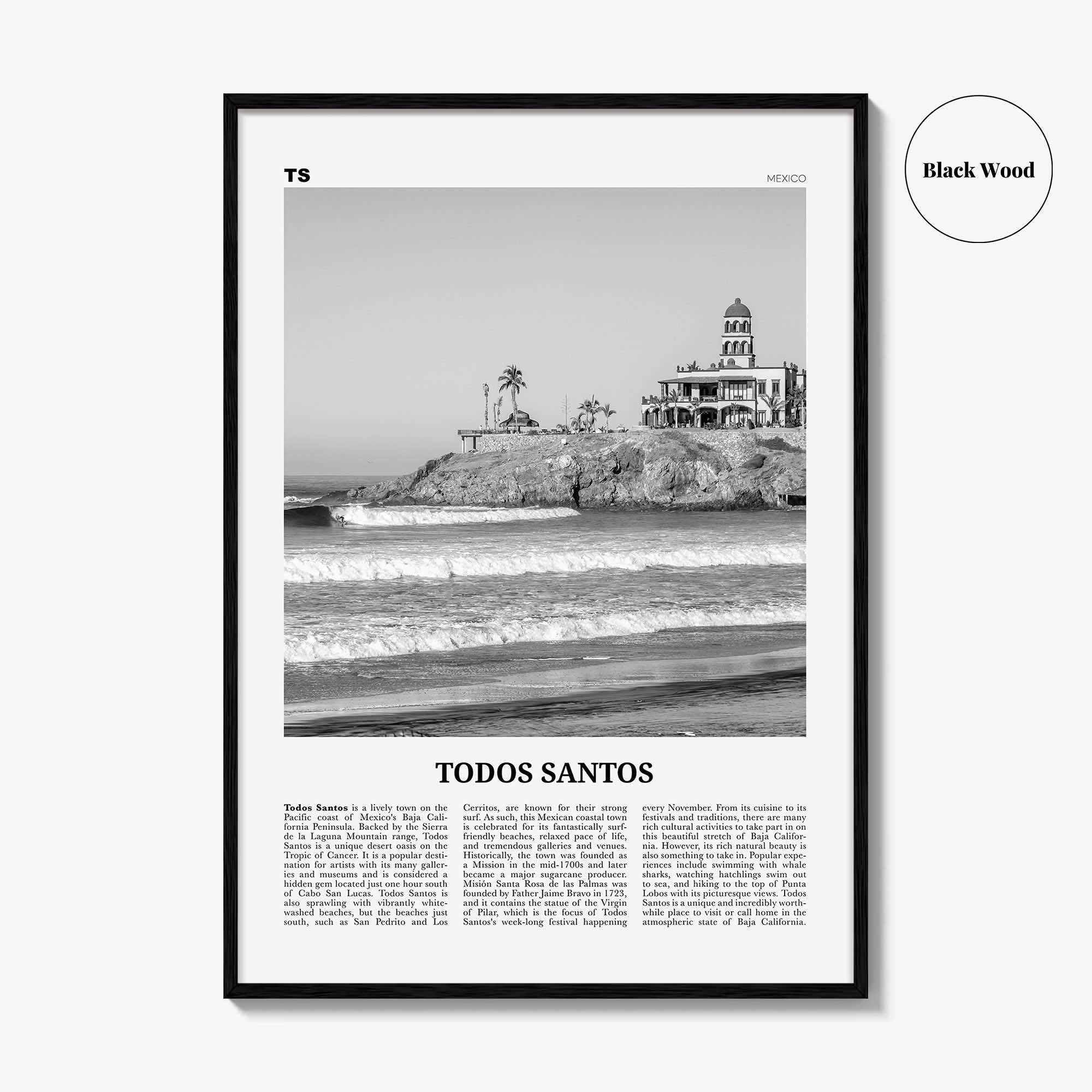 Todos Santos Print Black and White, Todos Santos Wall Art, Todos Santos Poster, Todos Santos Photo, Todos Santos Wall Décor, Mexico