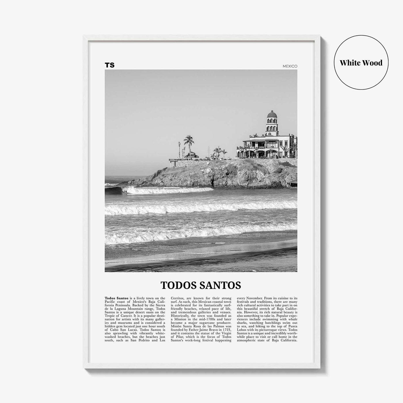 Todos Santos Print Black and White, Todos Santos Wall Art, Todos Santos Poster, Todos Santos Photo, Todos Santos Wall Décor, Mexico