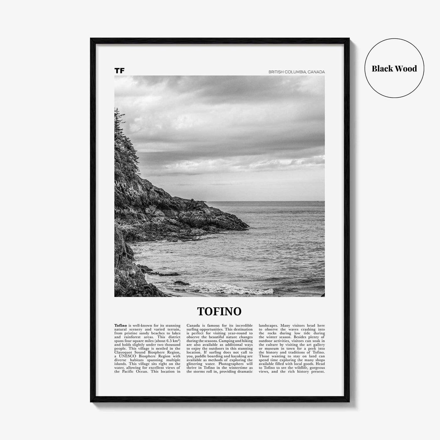 Tofino Print Black and White, Tofino Wall Art, Tofino Poster, Tofino Photo, Tofino Wall Décor, British Columbia, Canada