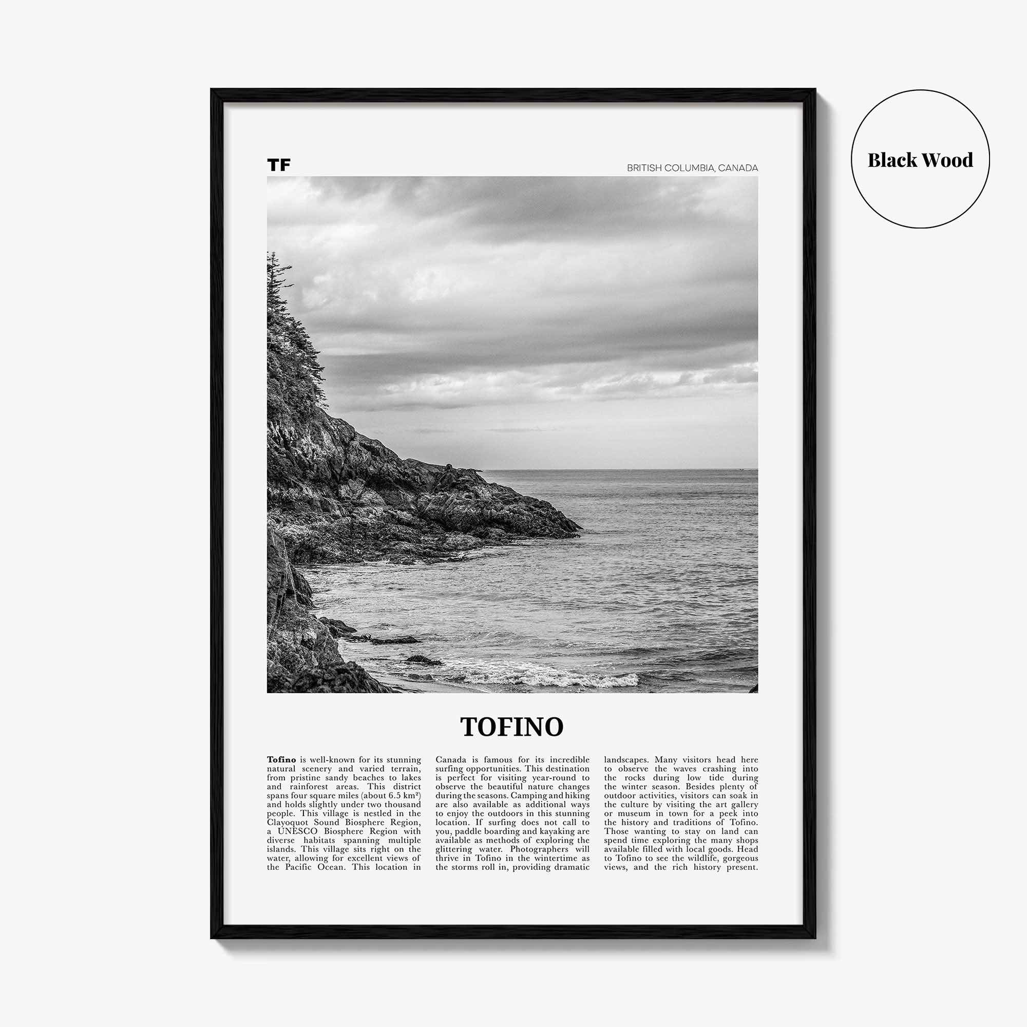 Tofino Print Black and White, Tofino Wall Art, Tofino Poster, Tofino Photo, Tofino Wall Décor, British Columbia, Canada