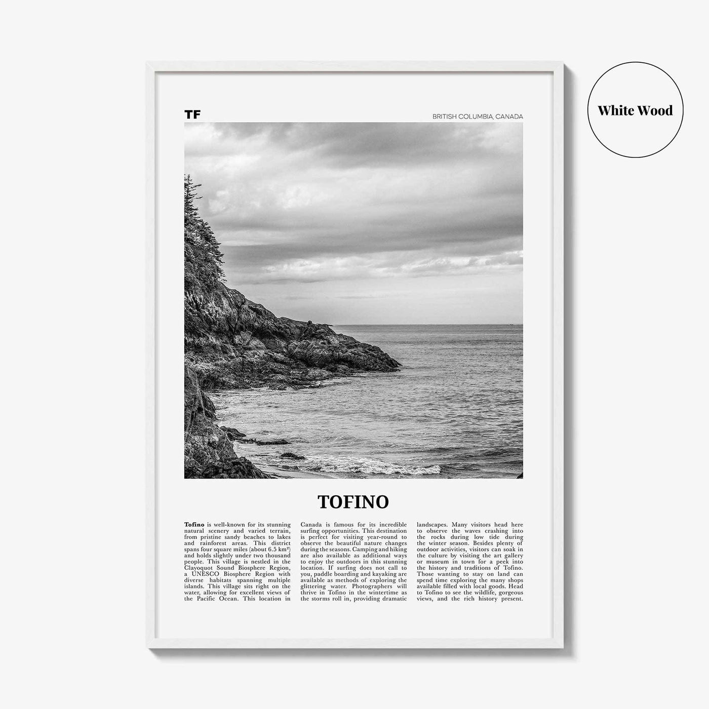 Tofino Print Black and White, Tofino Wall Art, Tofino Poster, Tofino Photo, Tofino Wall Décor, British Columbia, Canada