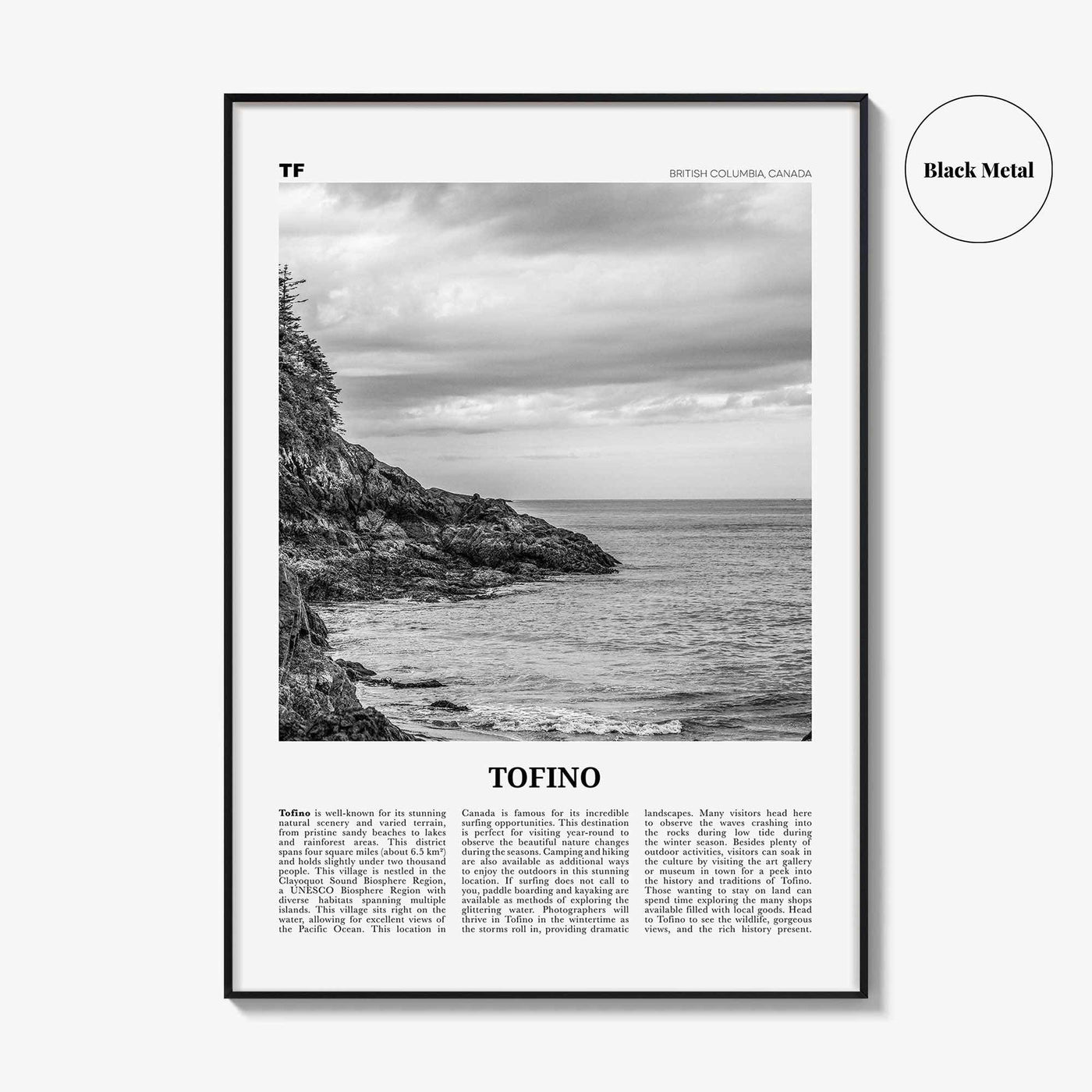 Tofino Print Black and White, Tofino Wall Art, Tofino Poster, Tofino Photo, Tofino Wall Décor, British Columbia, Canada