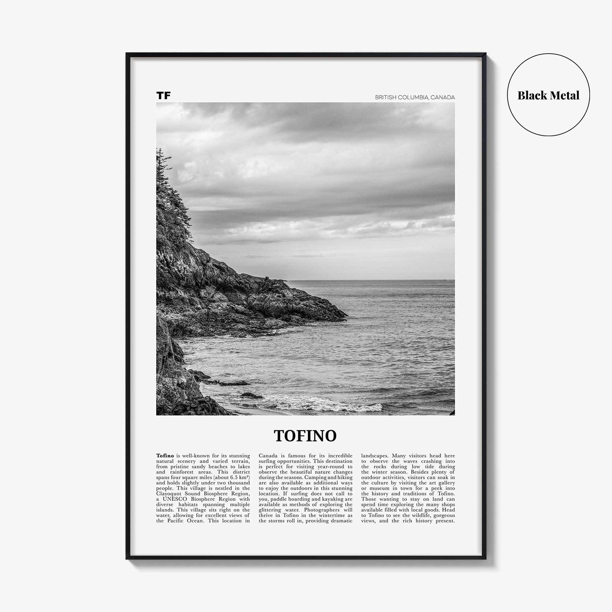 Tofino Print Black and White, Tofino Wall Art, Tofino Poster, Tofino Photo, Tofino Wall Décor, British Columbia, Canada