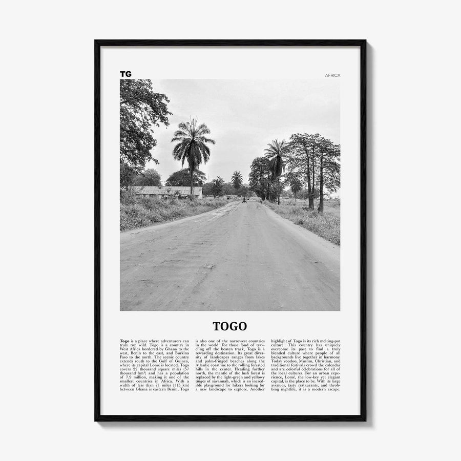 Togo Print Black and White, Togo Wall Art, Togo Poster, Togo Photo, Togo Wall Decor, Togolaise, Togolese, Lomé, Lome, Africa