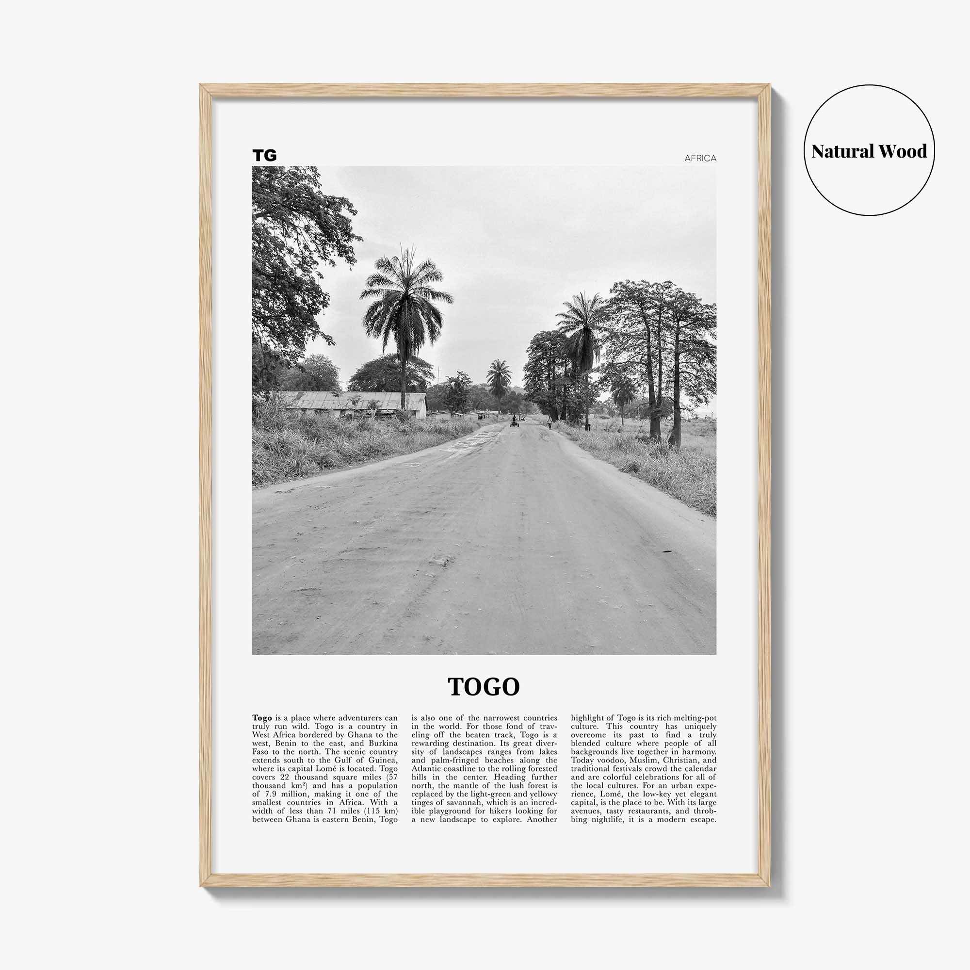 Togo Print Black and White, Togo Wall Art, Togo Poster, Togo Photo, Togo Wall Decor, Togolaise, Togolese, Lomé, Lome, Africa