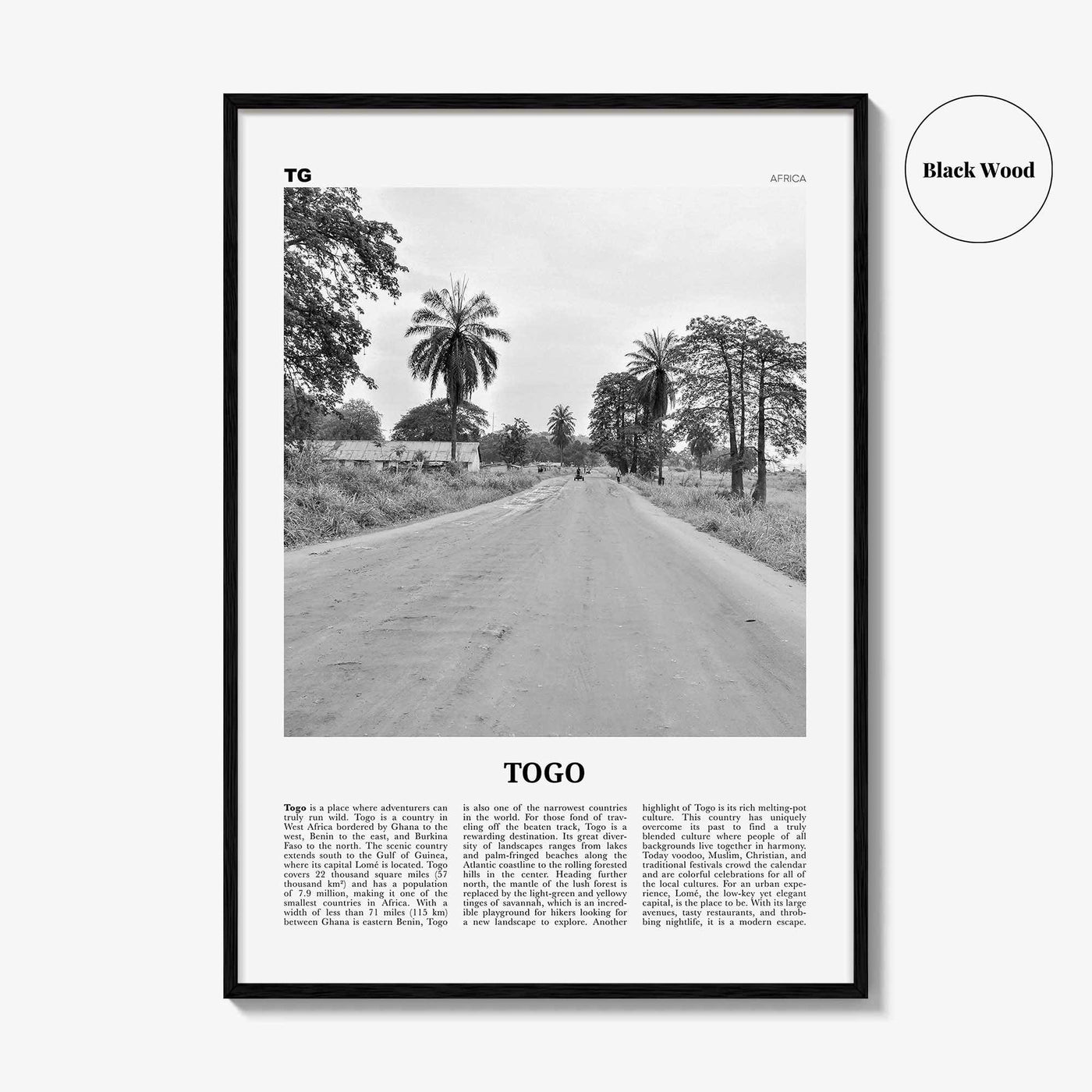 Togo Print Black and White, Togo Wall Art, Togo Poster, Togo Photo, Togo Wall Decor, Togolaise, Togolese, Lomé, Lome, Africa