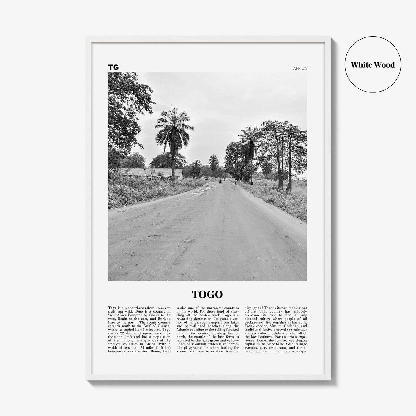 Togo Print Black and White, Togo Wall Art, Togo Poster, Togo Photo, Togo Wall Decor, Togolaise, Togolese, Lomé, Lome, Africa