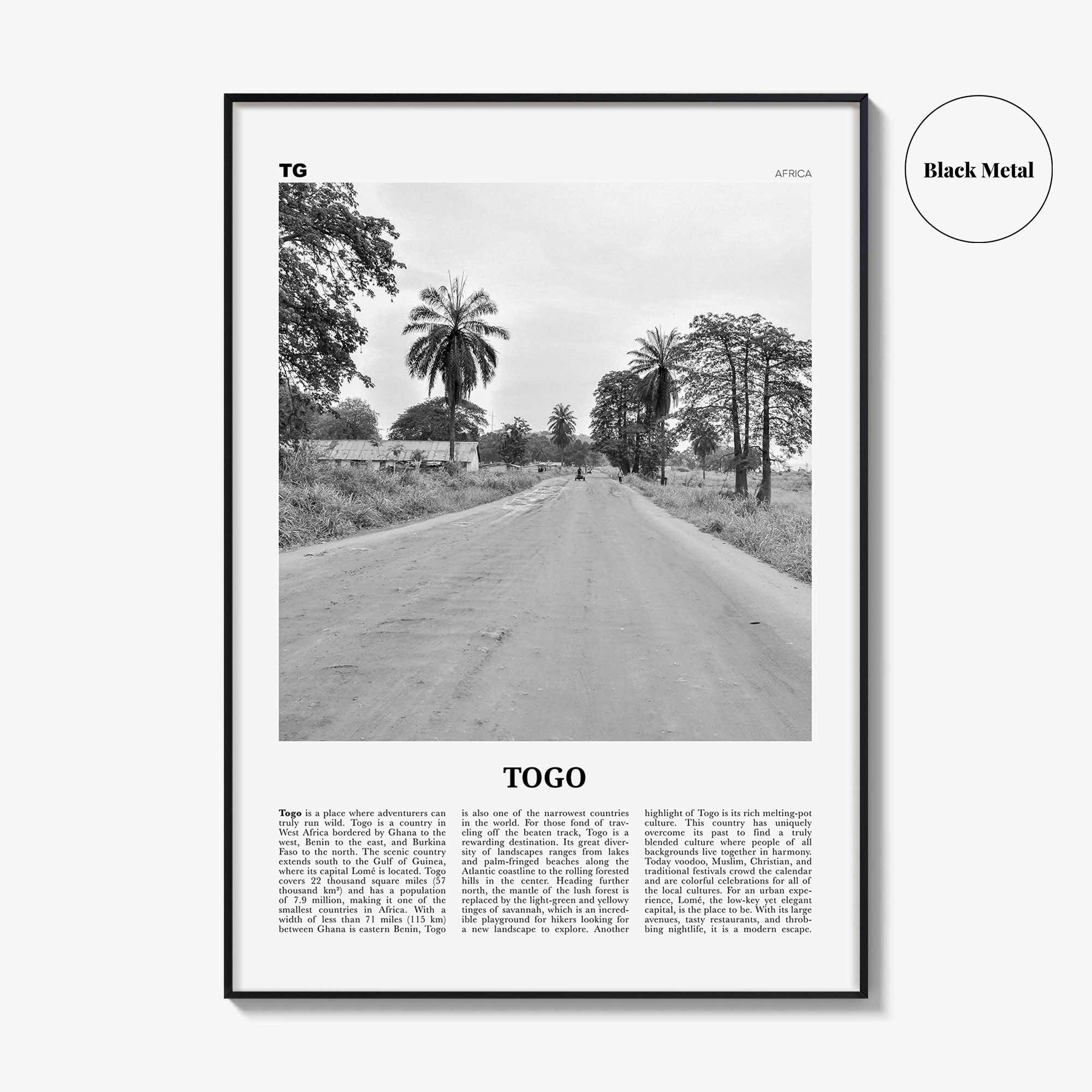 Togo Print Black and White, Togo Wall Art, Togo Poster, Togo Photo, Togo Wall Decor, Togolaise, Togolese, Lomé, Lome, Africa
