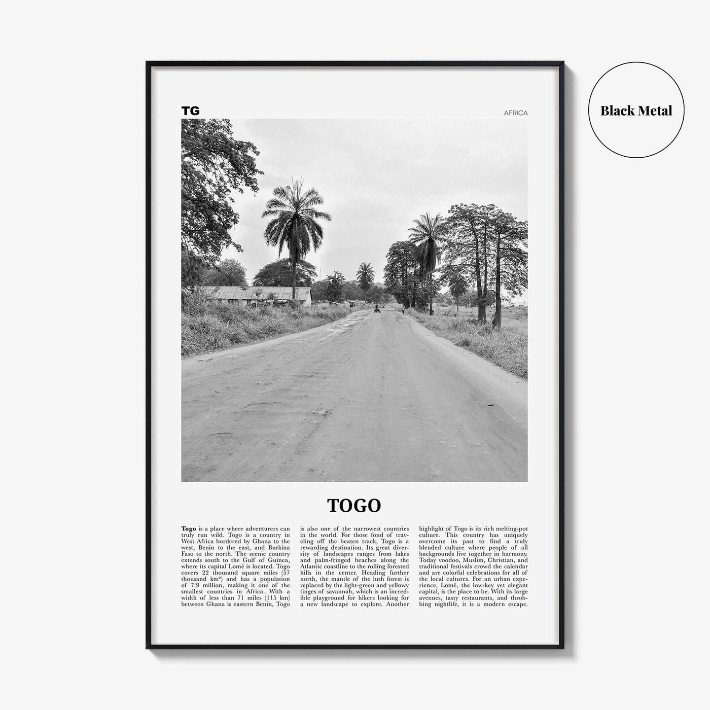 Togo Print Black and White, Togo Wall Art, Togo Poster, Togo Photo, Togo Wall Decor, Togolaise, Togolese, Lomé, Lome, Africa