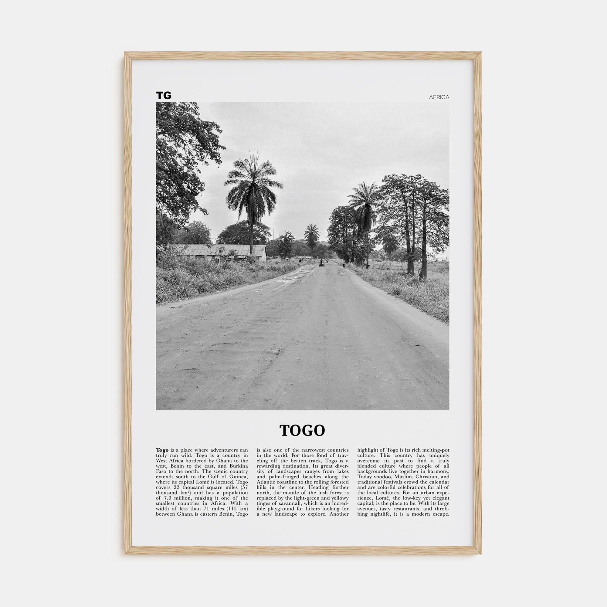 Togo Travel B&W Poster