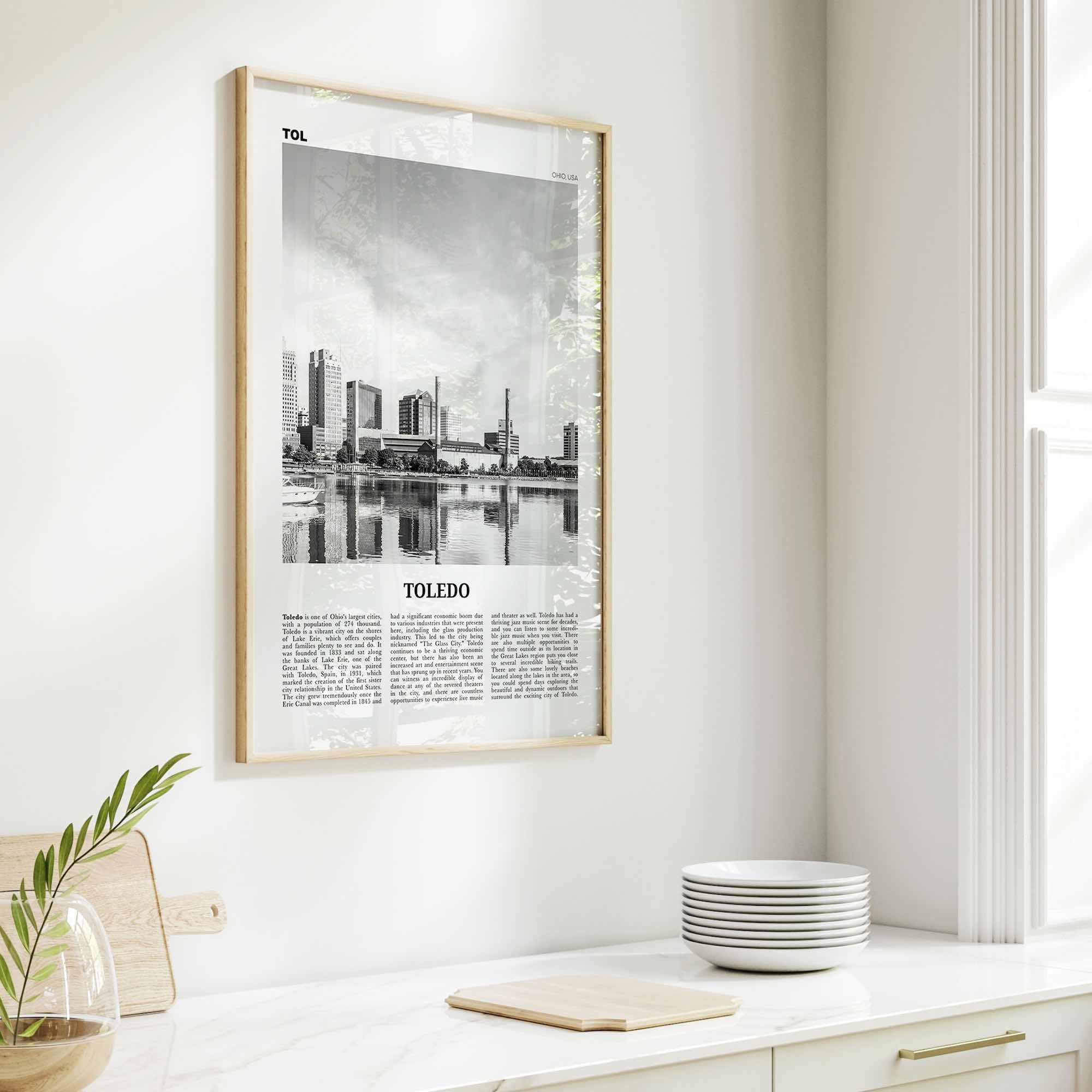 Toledo Print Black and White Ohio, Toledo Wall Art, Toledo Poster, Toledo Photo, Toledo Wall Décor, Ohio, USA, United States
