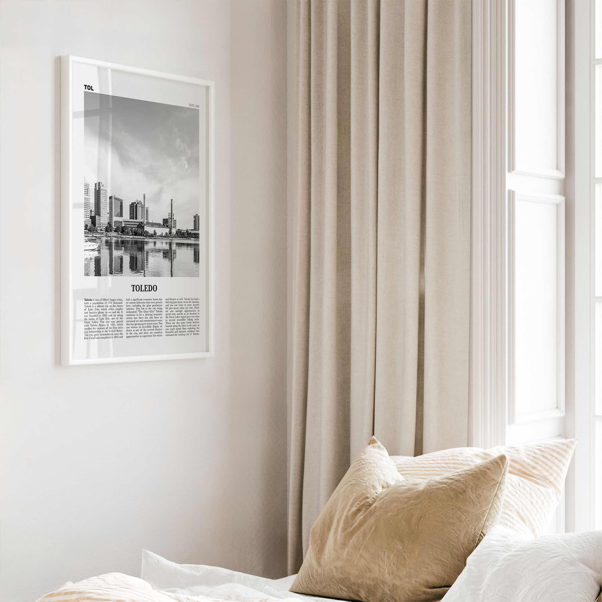 Toledo Print Black and White Ohio, Toledo Wall Art, Toledo Poster, Toledo Photo, Toledo Wall Décor, Ohio, USA, United States