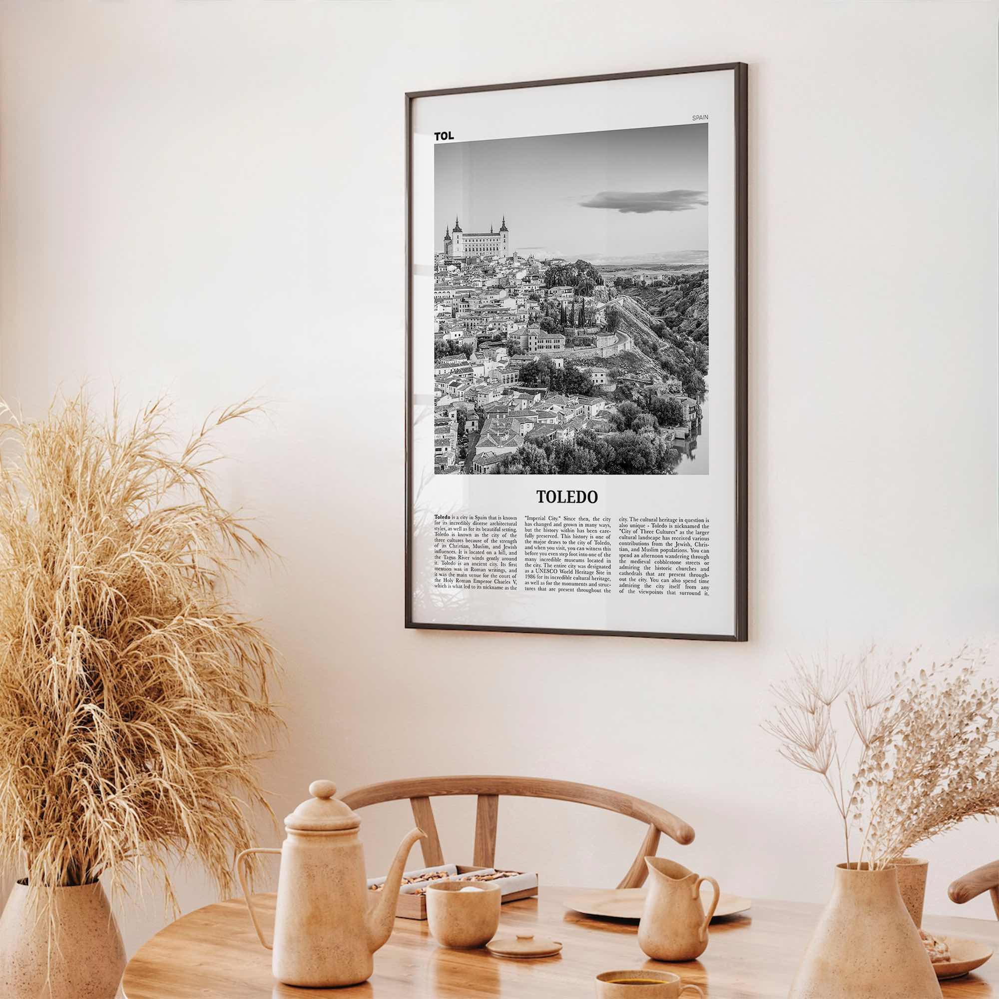 Toledo Print Black and White Spain, Toledo Wall Art, Toledo Poster, Toledo Photo, Toledo Wall Décor, Spain, España, Castile–La Mancha