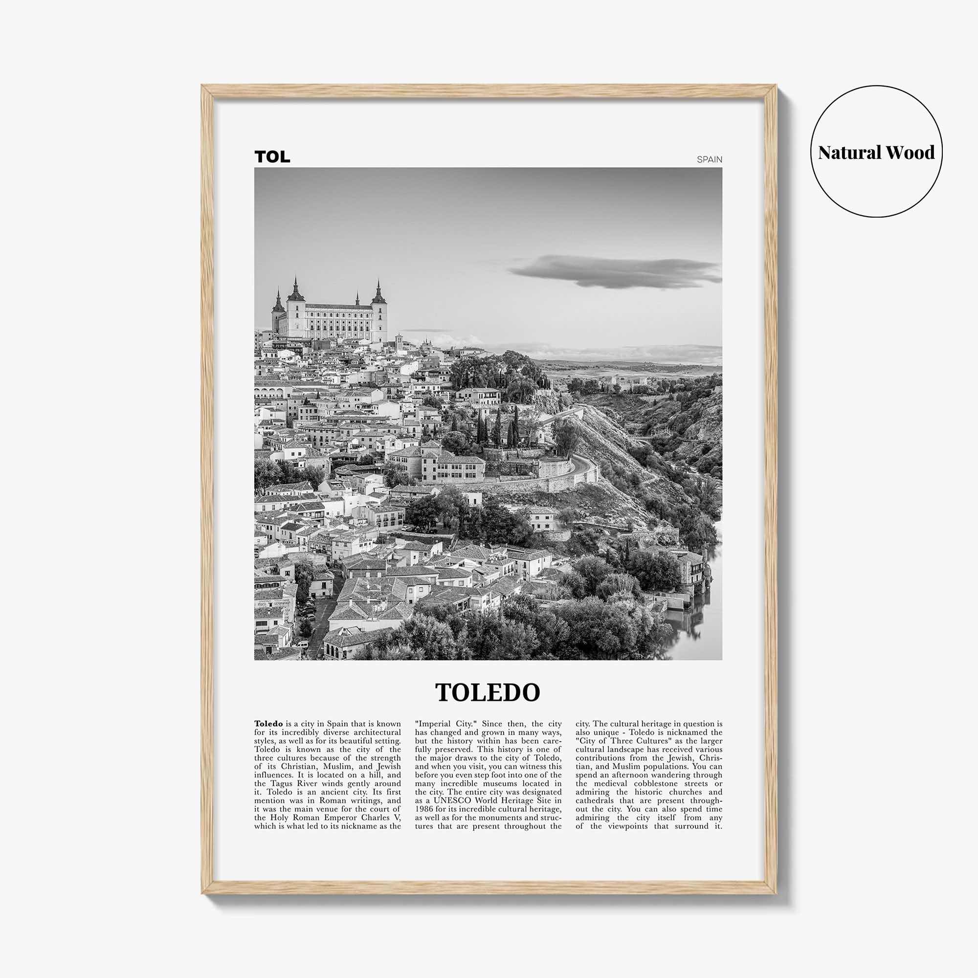 Toledo Print Black and White Spain, Toledo Wall Art, Toledo Poster, Toledo Photo, Toledo Wall Décor, Spain, España, Castile–La Mancha