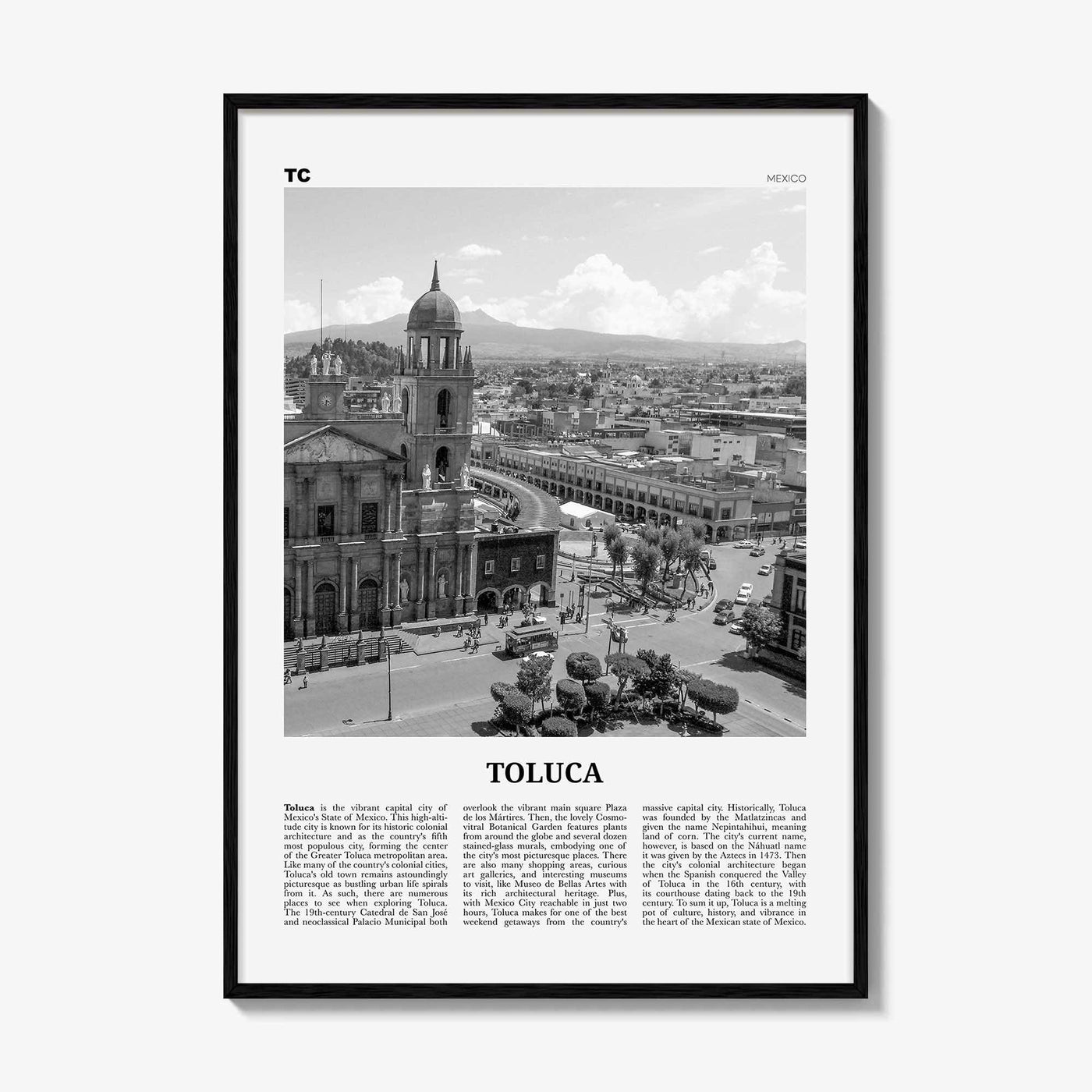 Toluca Print Black and White, Toluca Wall Art, Toluca Poster, Toluca Photo, Toluca Wall Décor, Mexico