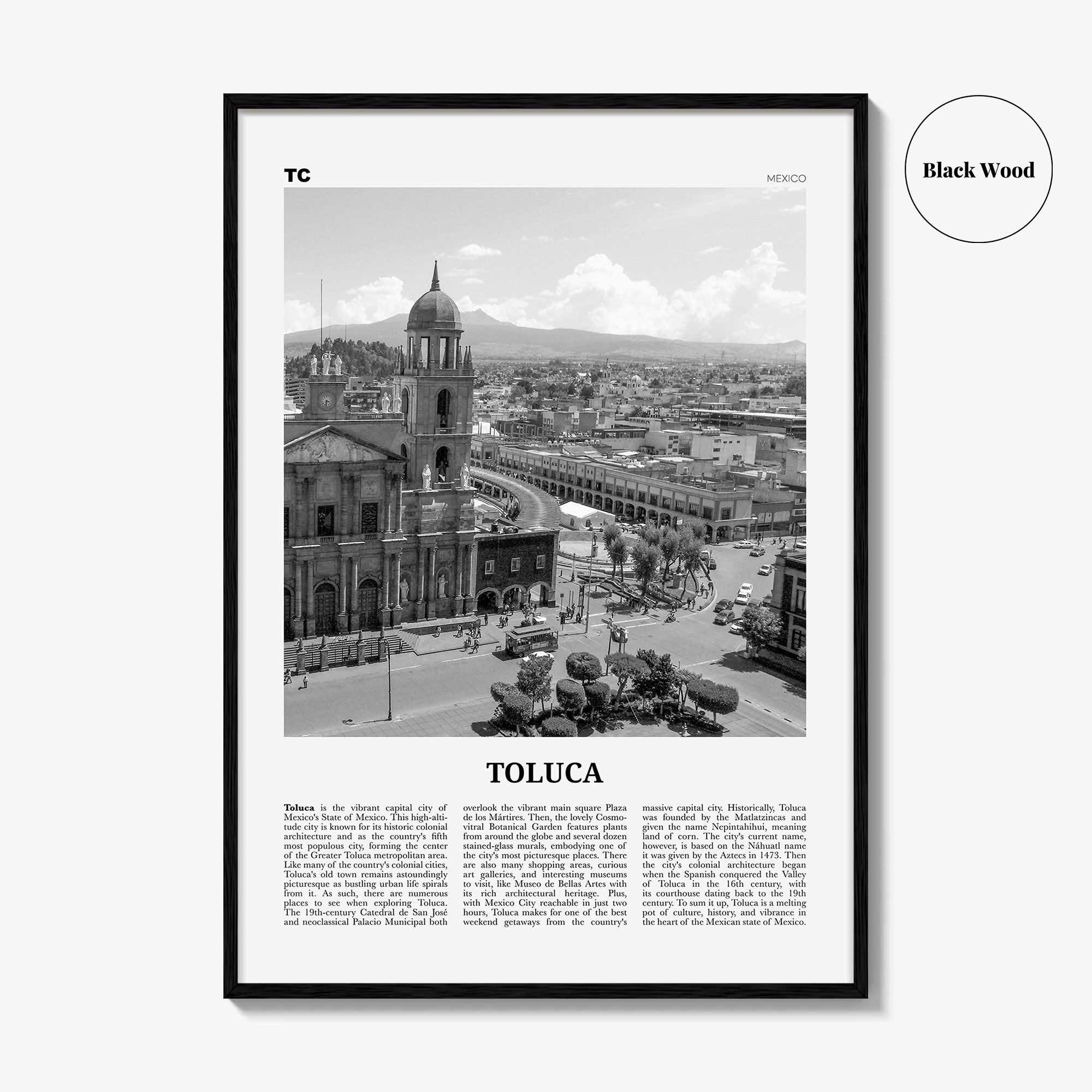 Toluca Print Black and White, Toluca Wall Art, Toluca Poster, Toluca Photo, Toluca Wall Décor, Mexico