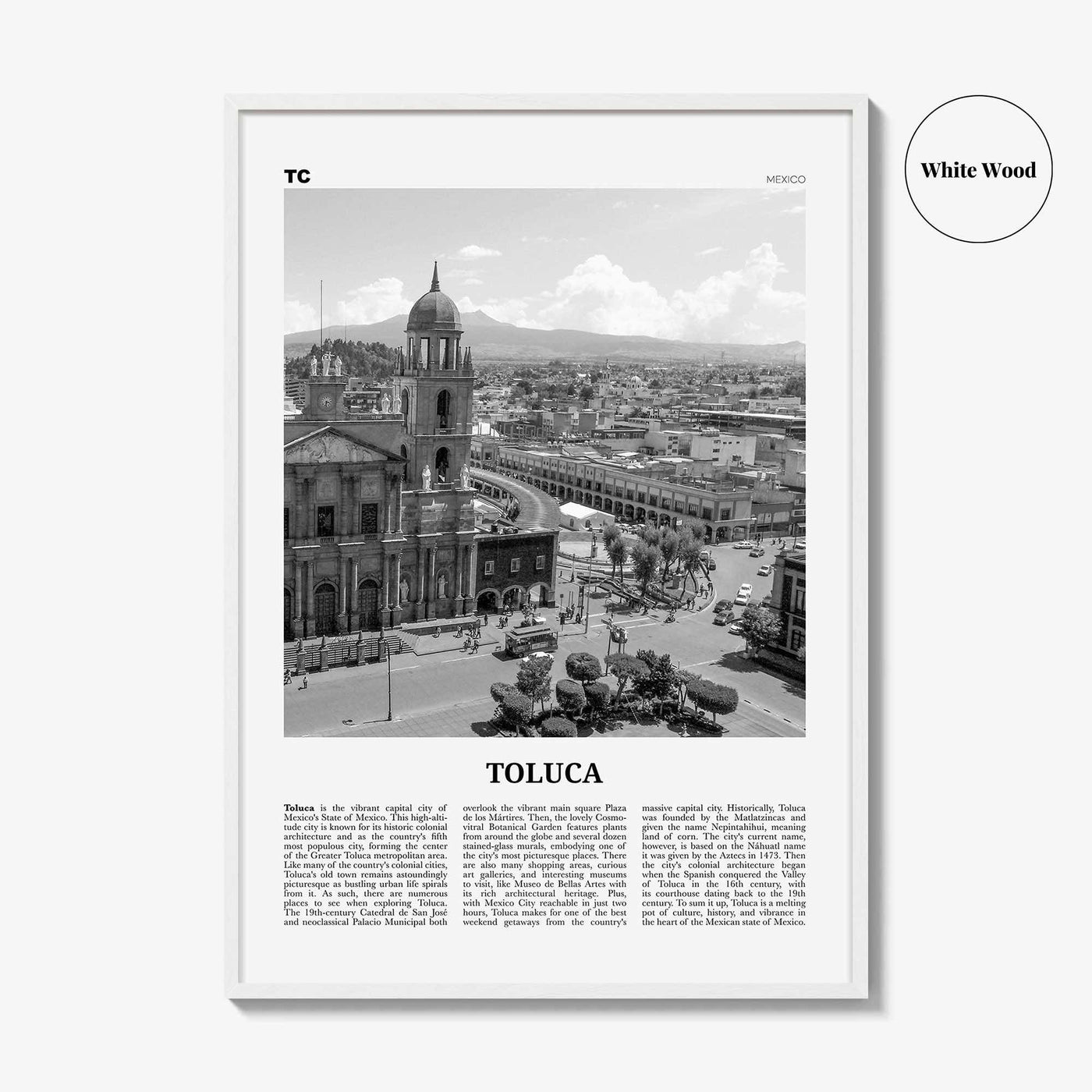 Toluca Print Black and White, Toluca Wall Art, Toluca Poster, Toluca Photo, Toluca Wall Décor, Mexico