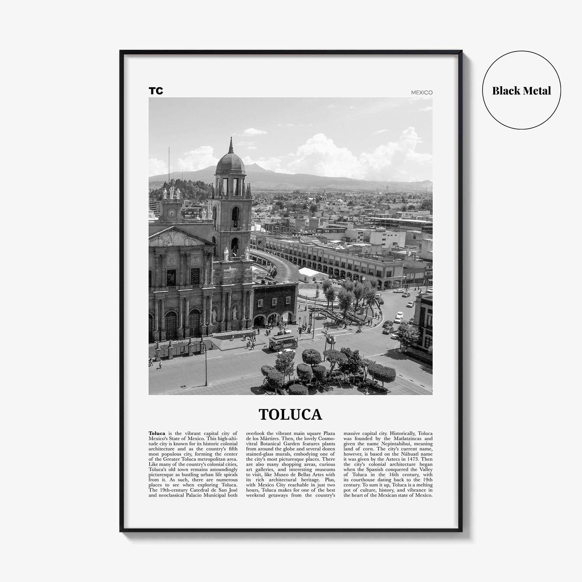 Toluca Print Black and White, Toluca Wall Art, Toluca Poster, Toluca Photo, Toluca Wall Décor, Mexico